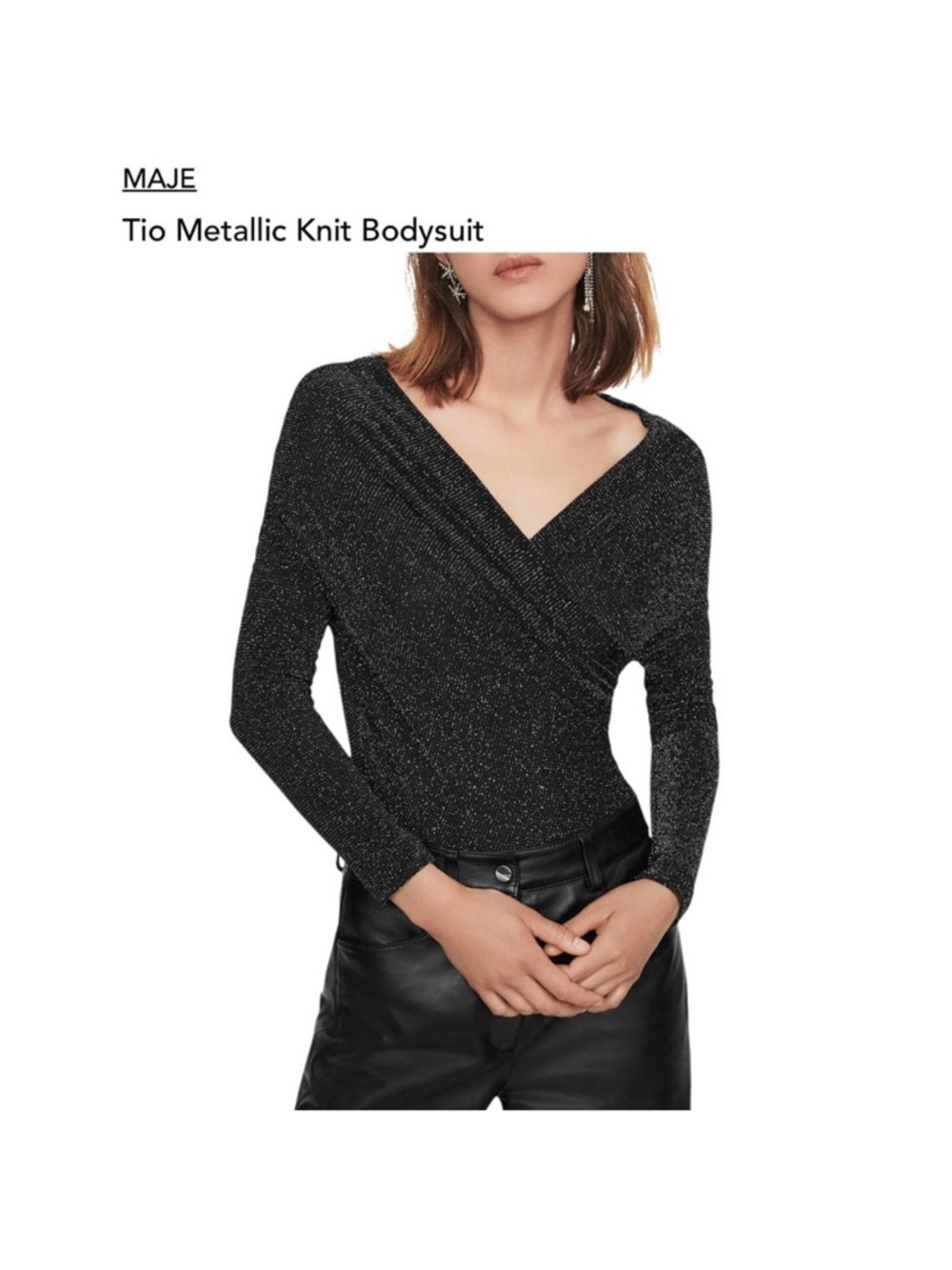 MAJE Tio Metallic Knit Bodysuit size 2